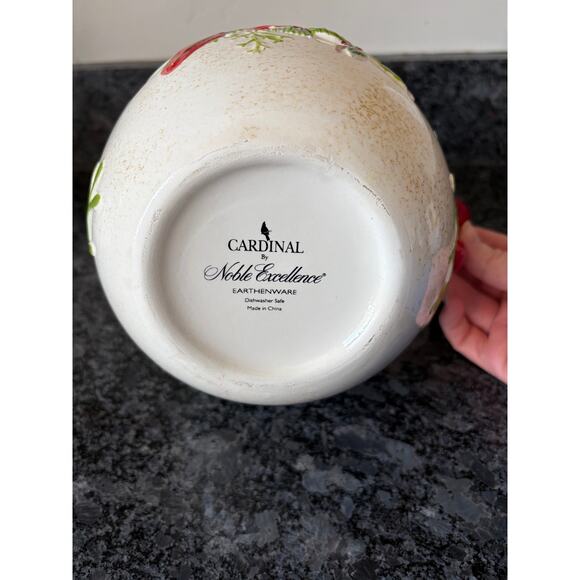 Noble Excellence Cardinal Earthenware Christmas Porcelain 8" Pouring Pitcher - Picture 6 of 6